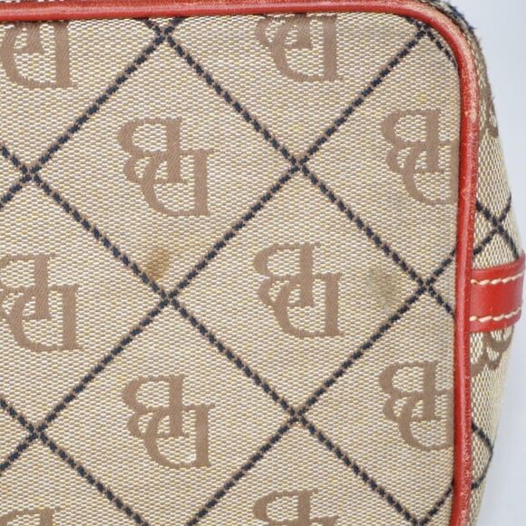 Dooney & Bourke Canvas Monogram Logo Tote with Red Leather Trim - Picture 10 of 12